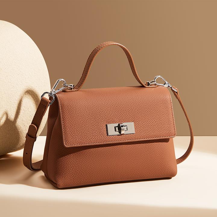 FOXER/金狐狸【头层牛皮】女士手拎包简约复古斜挎包秋冬气质包包-W