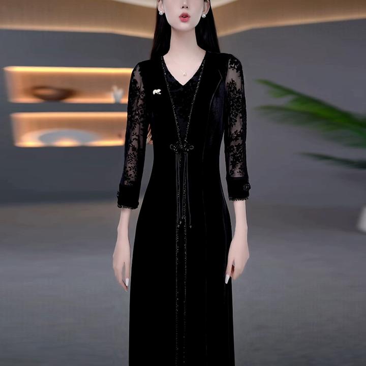 早秋轻奢洋气裙子出游服装女装爆款新款高级感显瘦气质中袖连衣裙