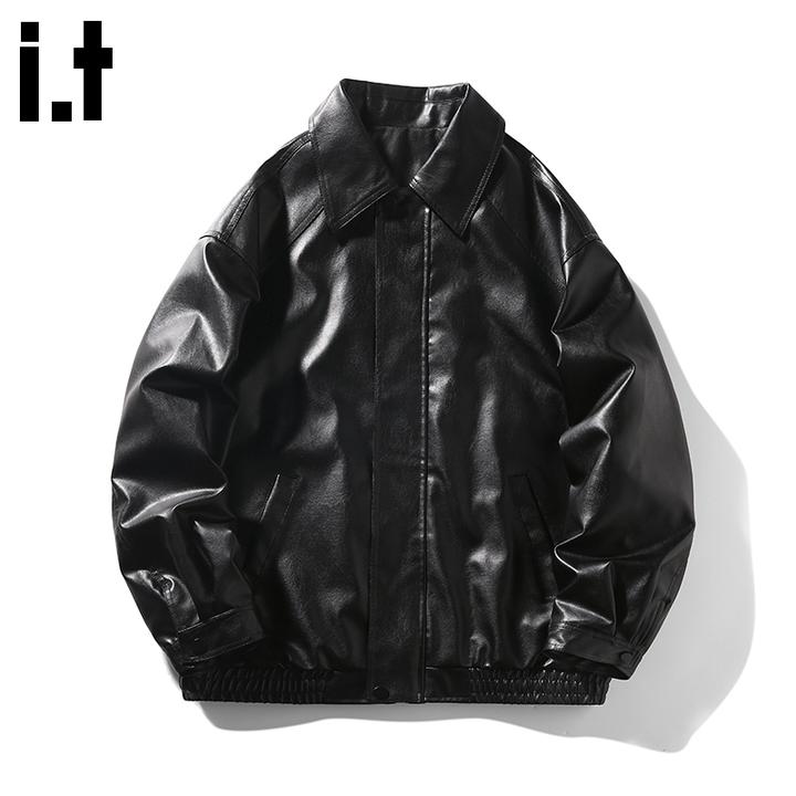 i.t:CHOCOOLATE痞帅飞行夹克男士2025年秋冬高街复古宽松pu皮外套