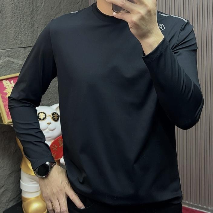 2025-8855秋季几何图案圆领长袖常规T恤男士运动男装秋冬潮流