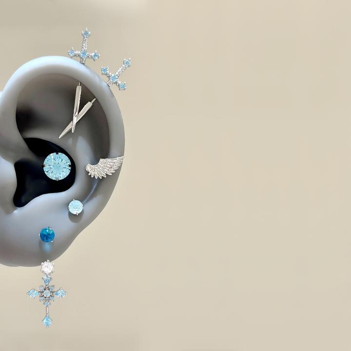 钛钢耳饰 守护骑士RINGRING商店蓝色系耳骨钉钛钢养耳耳钉