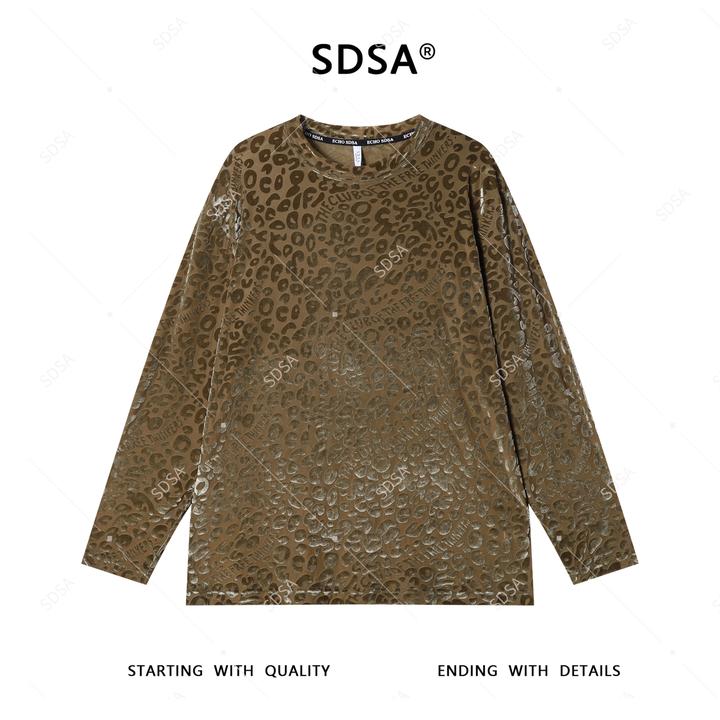 SDSA秋季新款男士痞帅植绒字母满印设计圆领长袖T恤亲肤舒适上衣