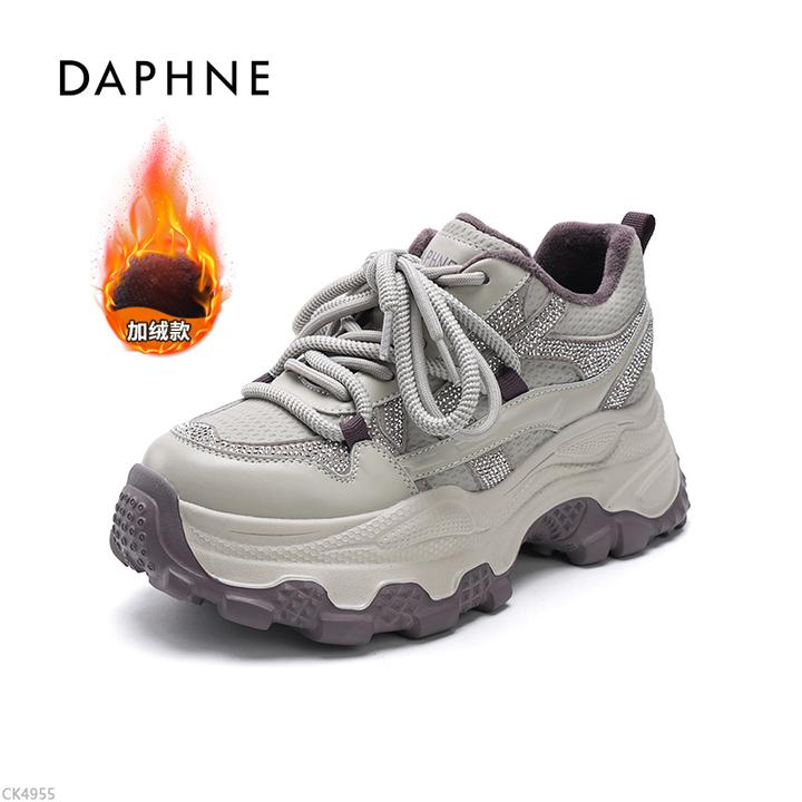 达芙妮厚底增高加绒毛茸茸老爹鞋2025冬季新款时尚百搭潮流运动鞋