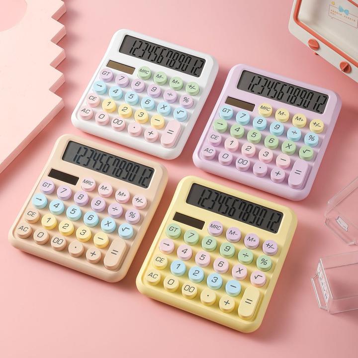 糖果色计算器机械键盘高颜值可爱办公学生专用计算器电池