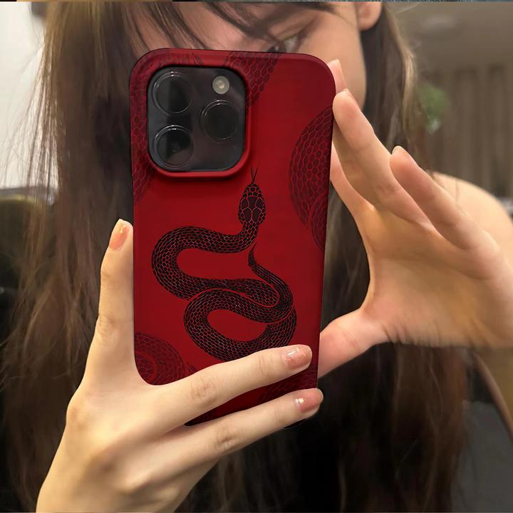 艺术简约红蛇适用于苹果16promax手机壳iphone15pro小众14/13/12p