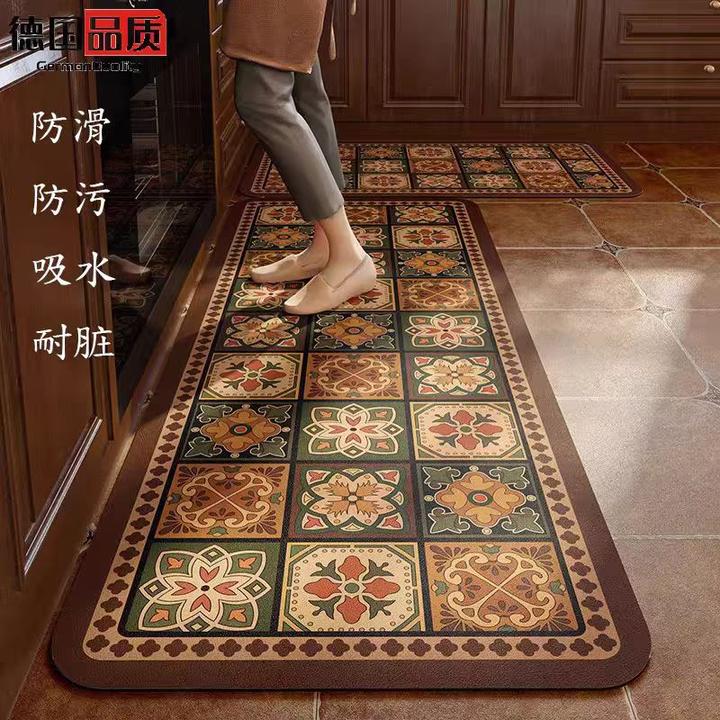 美式复古吸水皮革厨房地垫防滑吸水防油垫门口耐脏脚垫家用长条