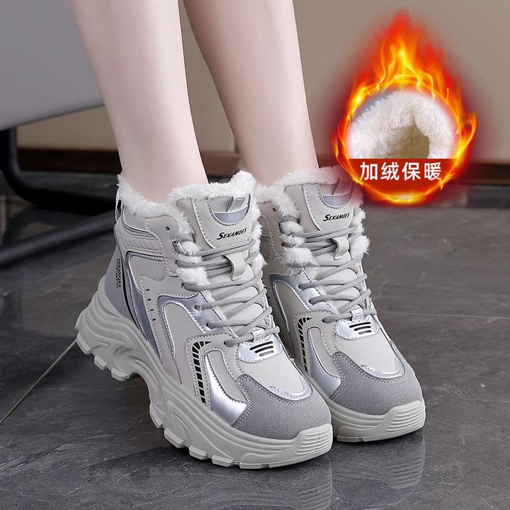 ins韩版厚底加绒老爹鞋2025冬季新款百搭学生跑步运动鞋加厚28096