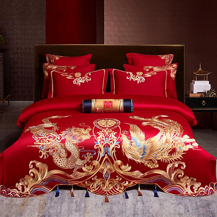 博洋家纺轻奢套件婚庆四件套全棉喜庆结婚龙凤床上用品纯棉婚嫁婚
