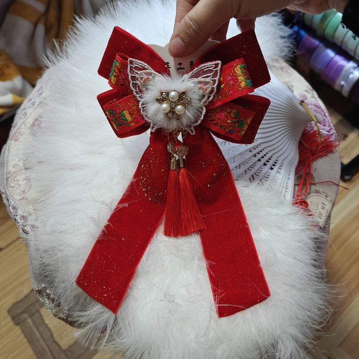 纯手工制作新年发夹