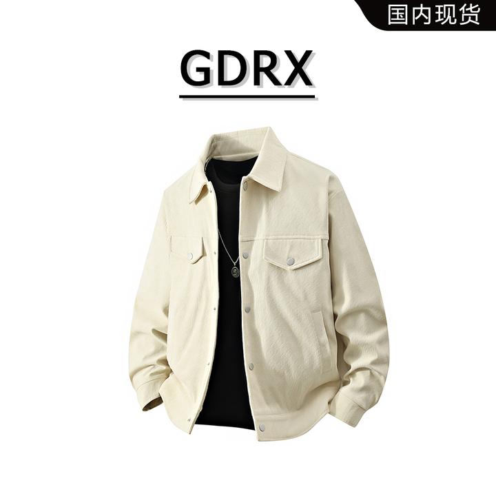 GDRX美式简约工装男士夹克2025秋季新款宽松时尚翻领大码上衣外套