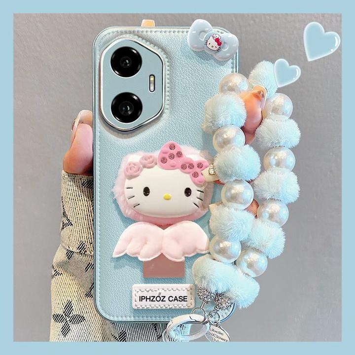 毛绒凯蒂猫适用荣耀300ultra手机壳带挂链honor200pro防摔100新款