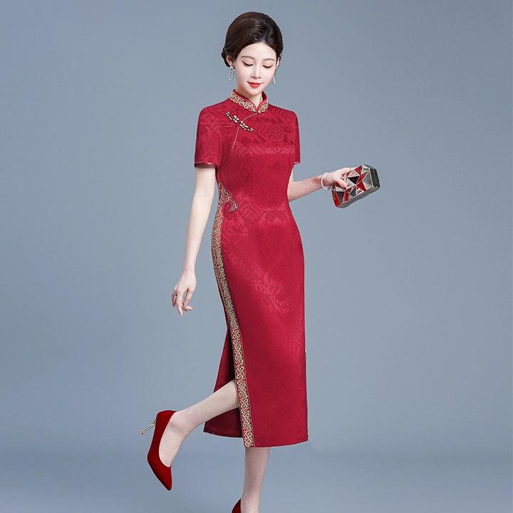 婚礼婚宴旗袍连衣裙改良喜婆婆喜妈妈婚宴装2025新款