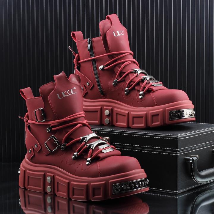 2025秋季新款高帮马丁靴男款厚底增高短靴炸街机车靴朋克厚底潮靴