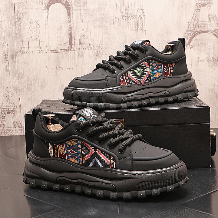 纪诗哲潮流透气男鞋厚底增高板鞋韩版时尚休闲鞋夏季厚底增高板鞋