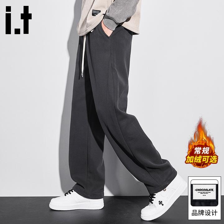 it :CHOCOOLATE直筒宽松运动裤男士冬季加绒潮牌裤子休闲裤卫裤男