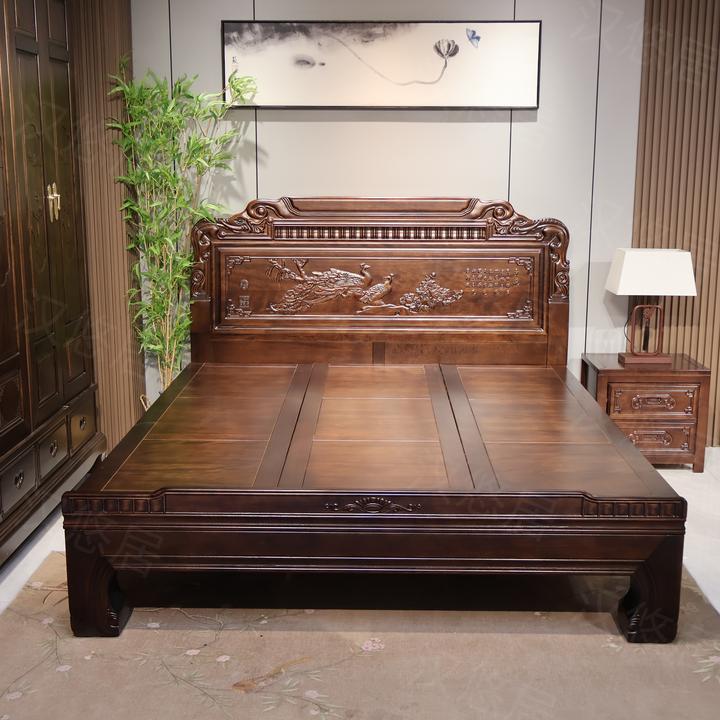 万象更新全榫卯南美檀木实木床婚床1.8米床主卧床雕花大床古典床