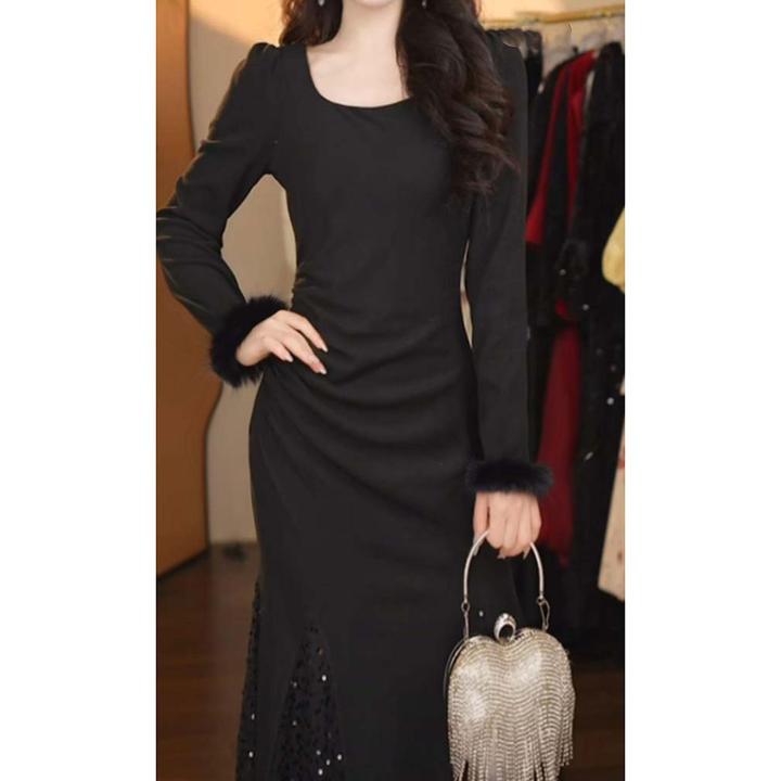 韩系温柔风连衣裙时尚优雅裙D4086