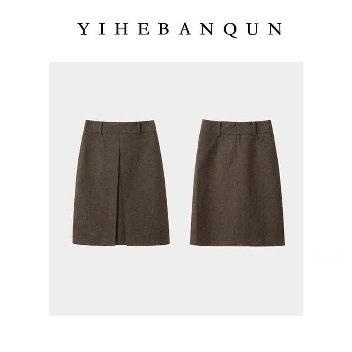 咖色毛呢半身裙2025秋冬新款时髦轻奢包臀裙修身高腰中长裙