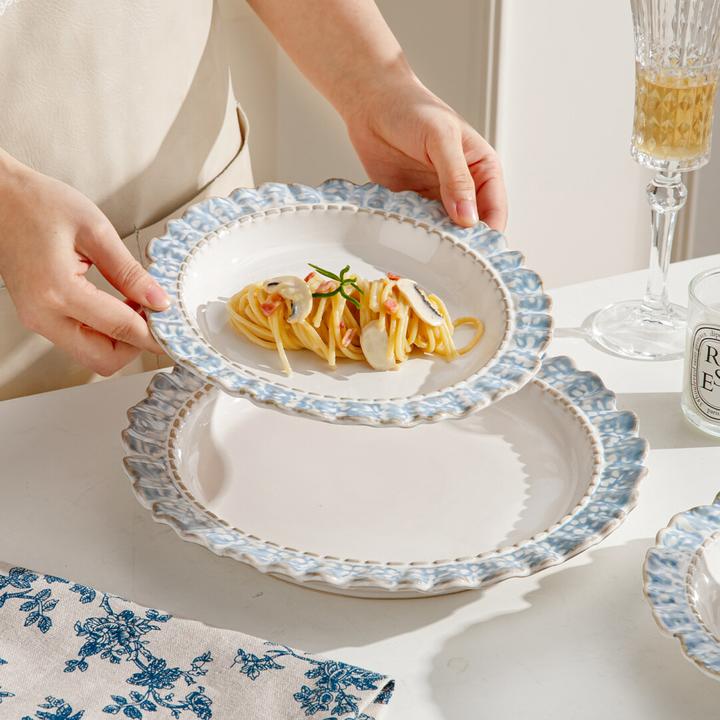 川岛屋烟蓝釉下彩碗碟套装家用陶瓷碗盘餐具新婚结婚乔迁新居礼物