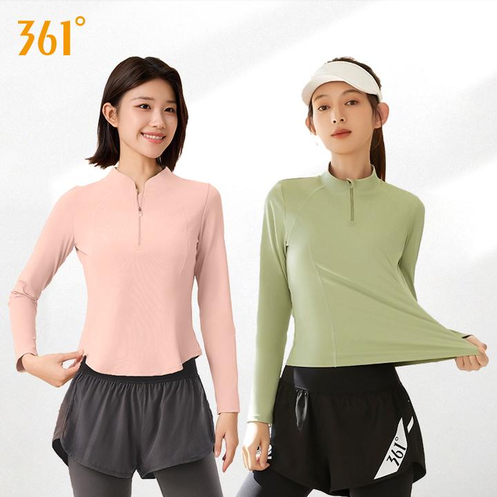 361°跑者美学运动长袖专业遮肉健身服半开拉链跑步瑜伽训练服上衣