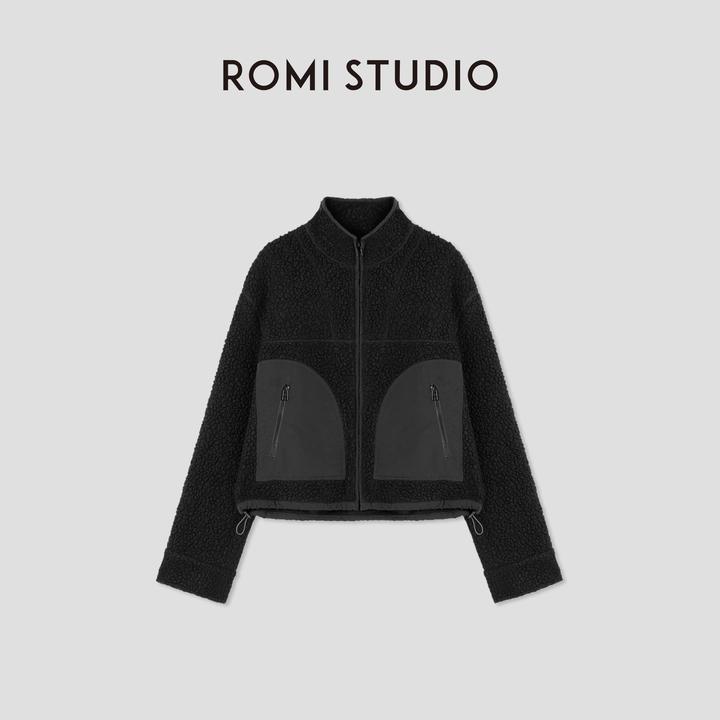 ROMI STUDIO“温暖过冬”绵羊毛混纺摇粒绒宽松立领外套 431WS092