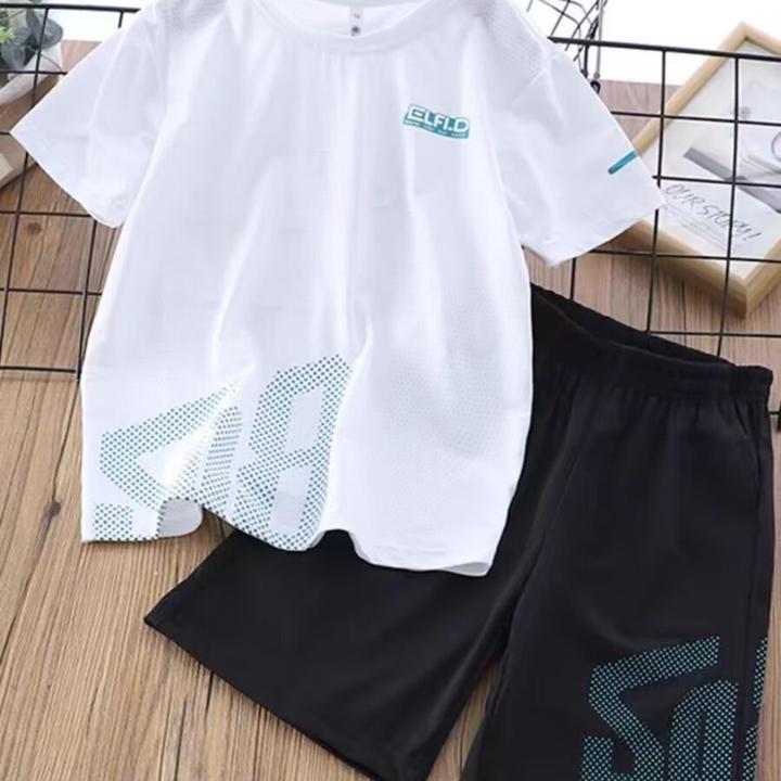 男童套装夏季薄款透气速干衣儿童时尚洋气外穿运动短裤短袖