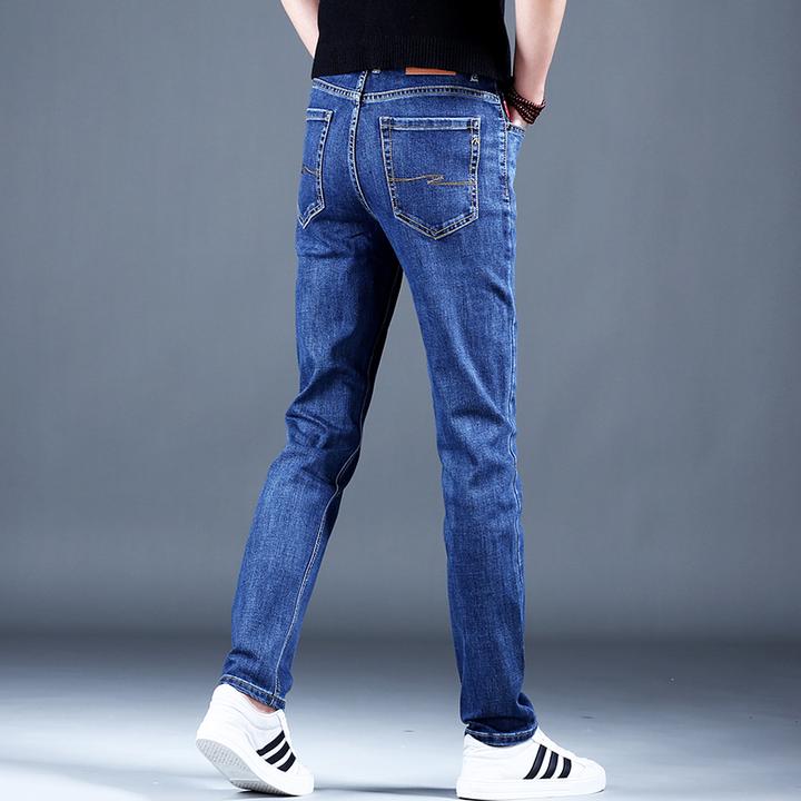 2025爆款男士蓝色保暖秋冬季潮流秋冬季牛仔裤修身小脚裤弹力裤子