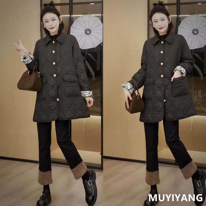 【水墨】独特超好看水墨菱格高定版棉衣外套 衣长79 25-610#