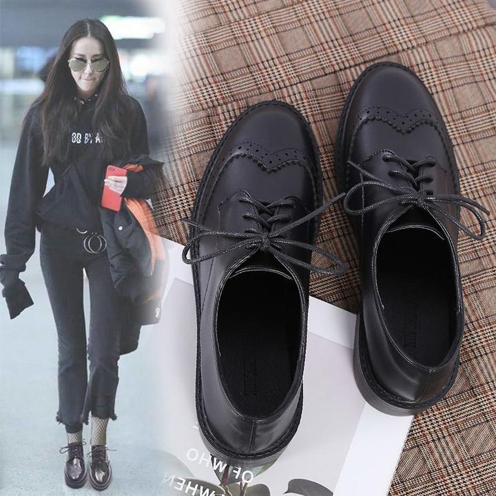 真皮小皮鞋女职业舒适2025春季平底豆豆黑色新款英伦风软底工作鞋