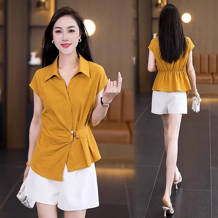 新款时尚套装女2025年夏季设计感收腰显瘦法式洋气上衣短裤两件套