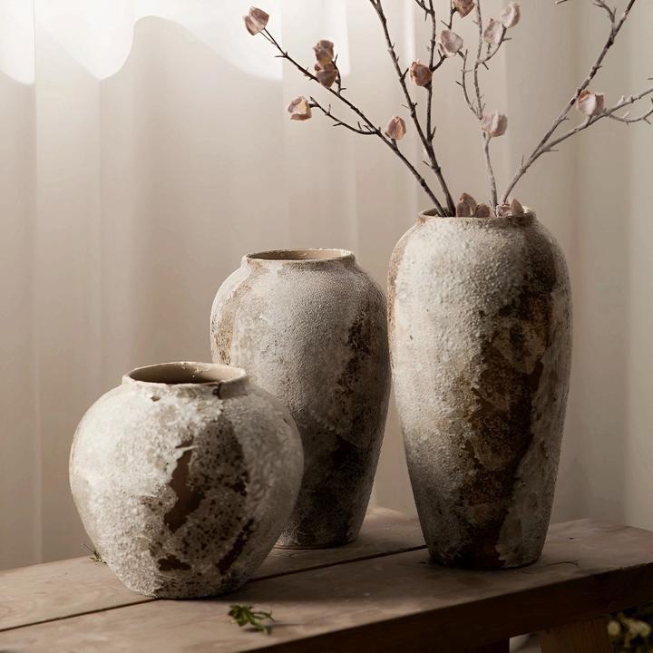 繁星陶罐复古侘寂陶瓷风新中式斑驳玄关装饰品摆件水培插花电视柜