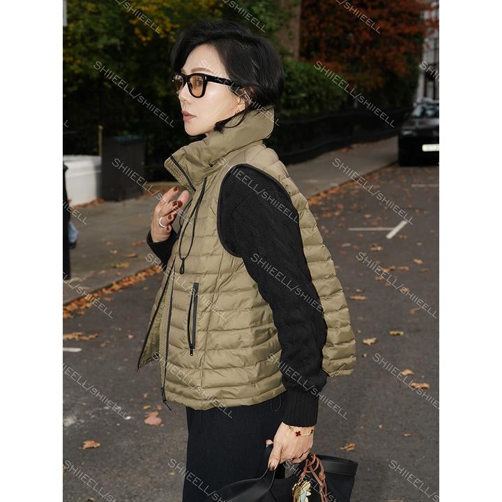 SHIIEELL【龟背轻羽绒】龟背双拉链马甲加厚鹅绒宽松廓形马夹Z2015