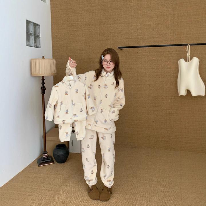 2025亲子透气长袖裤两件套睡衣女春秋季卡通居家服家居服保暖