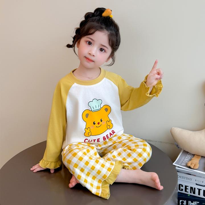 儿童睡衣春秋纯棉卡通套装宝宝秋季长袖小女孩宝宝女童家居服套装