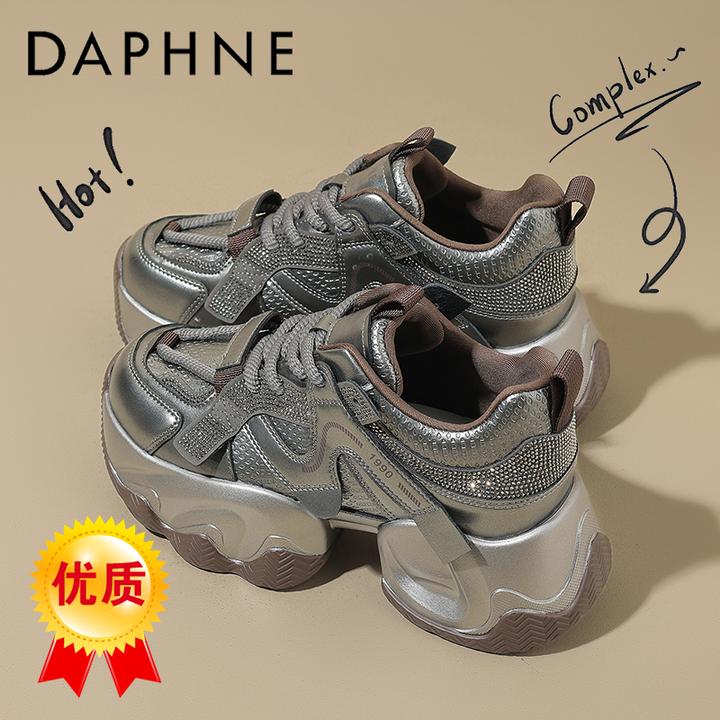 达芙妮高级感厚底老爹鞋女2024年冬季新款加绒保暖户外防滑休闲鞋