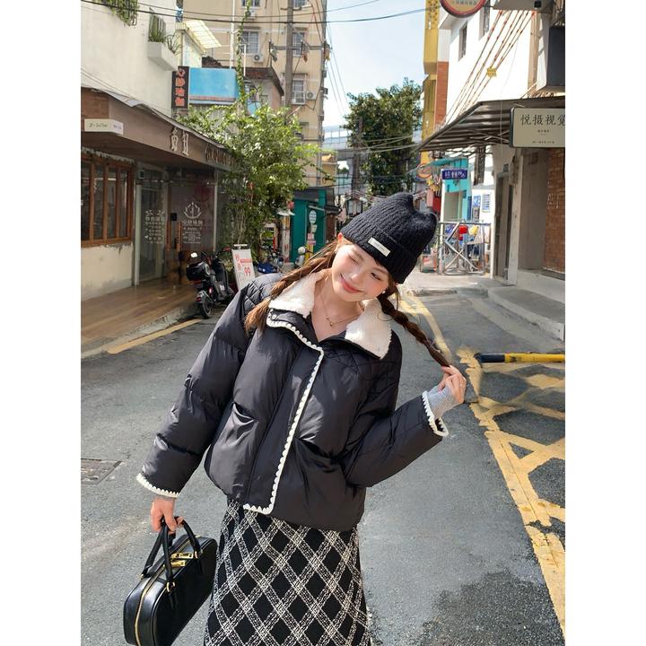 切糕自制【冷萃拿铁】小个子秋冬女流光风慵懒显瘦菱格面包棉服