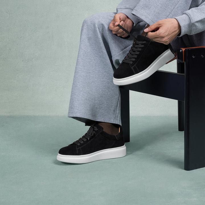 ThomWills休闲板鞋男款真皮厚底内增高运动鞋反绒百搭潮鞋秋冬季