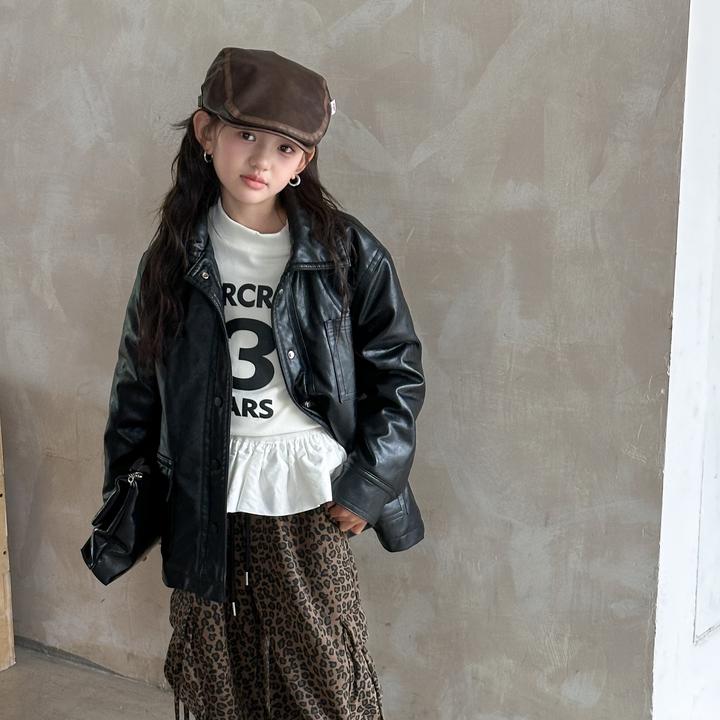 魏 2025【X】1月4日 儿童男女童时尚黑色加绒皮衣外套8675-