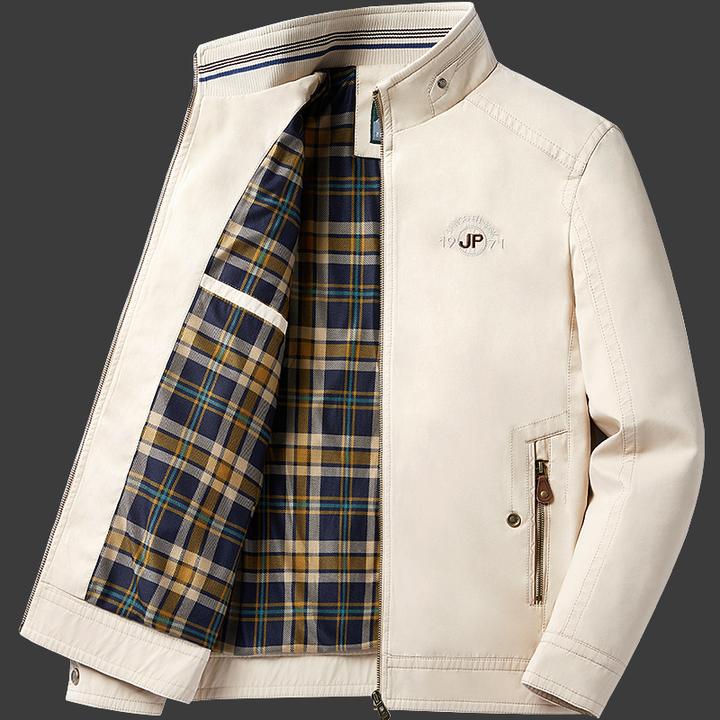 泰维肯戈纯棉夹克中年男士春秋休闲外套宽松加厚秋冬保暖立领百搭