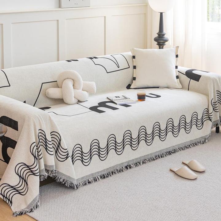 北欧超大沙发盖布防猫抓全盖沙发巾四季通用高级感雪尼尔沙发套罩