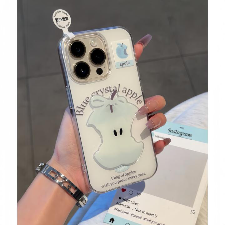 夕与空立体苹果核贴片适用苹果16大孔手机壳华为vivo小米15oppo