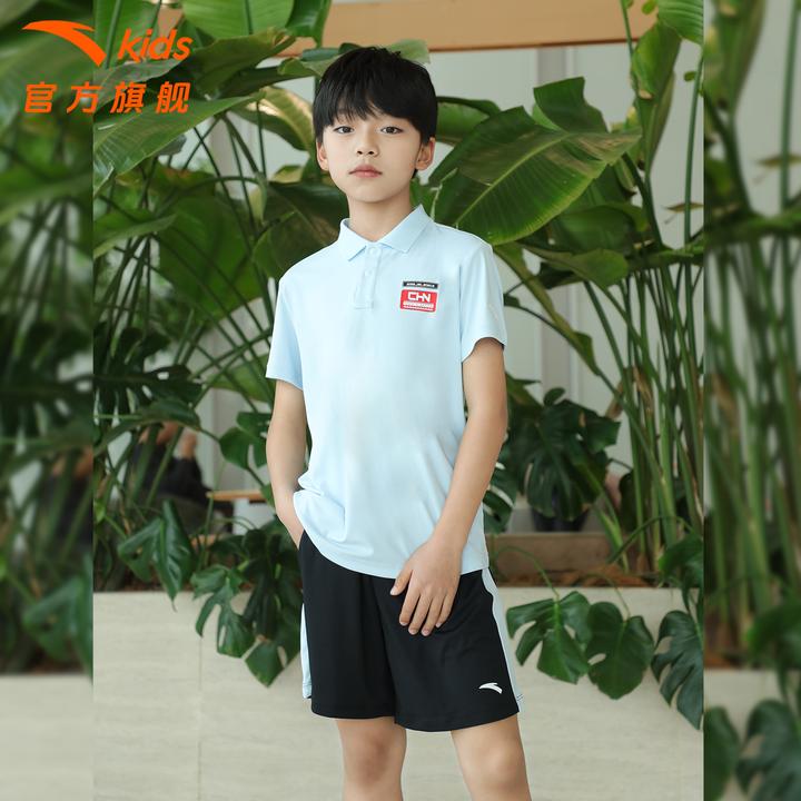【拍一发二】安踏儿童套装2025夏季新款男中大童Polo短袖五分裤两件