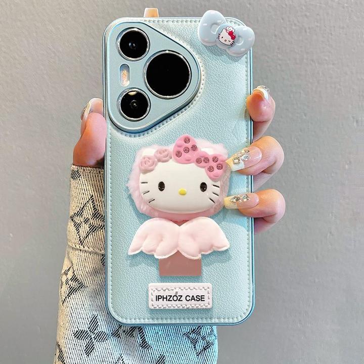 毛绒凯蒂猫适用华为pura70手机壳高级感全包HUAWEIp60pro高端新款