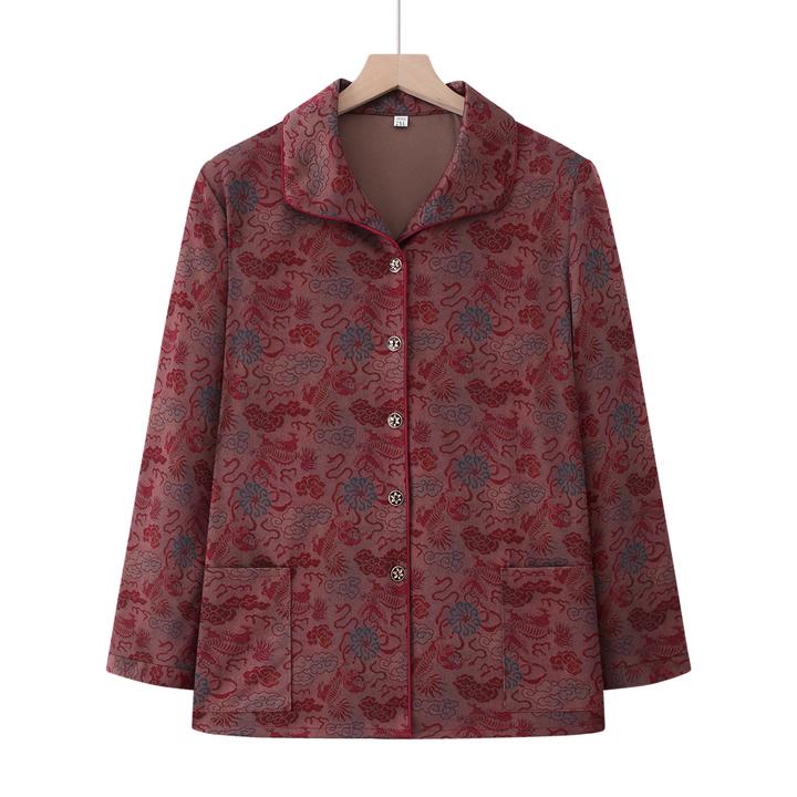 奶奶装春秋衬衫女60岁70老人春装长袖大码衣服中老年人翻领上衣女