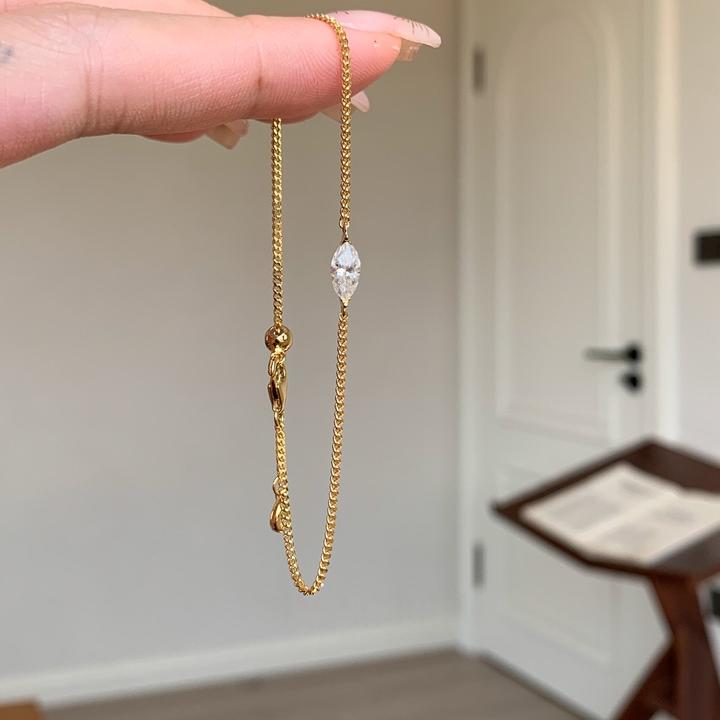 铜合金手链 金色锆石手链女复古轻奢小众高级清冷感精致叠戴手饰