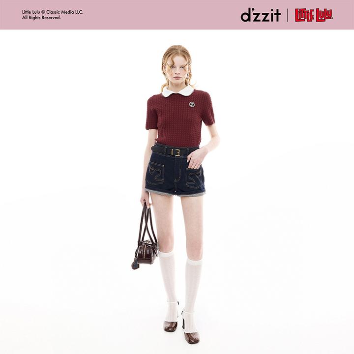【Little lulu联名系列】dzzit地素短袖针织衫25秋上衣女3J3E302