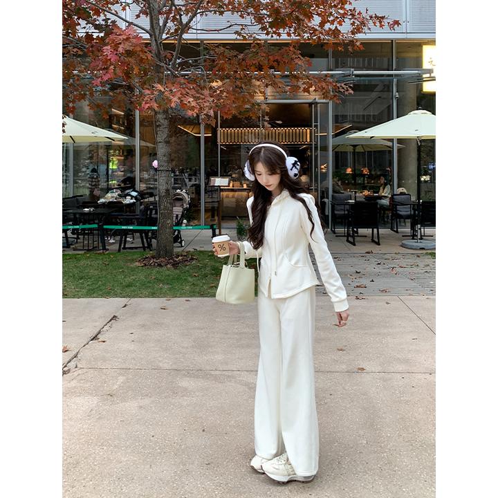 SHAOER【休闲派】秋冬通勤百搭针织连帽卫衣卫裤套装S725A19402