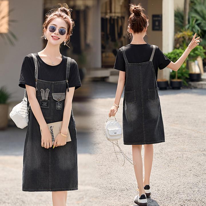 厚款半身裙夏季中长款富家千金风清欧若动感风大码显瘦小个子牛仔