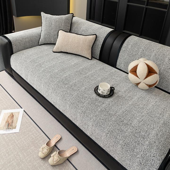 直排轻奢雪尼尔沙发垫四季通用防滑沙发罩套罩防猫抓现代简约坐垫