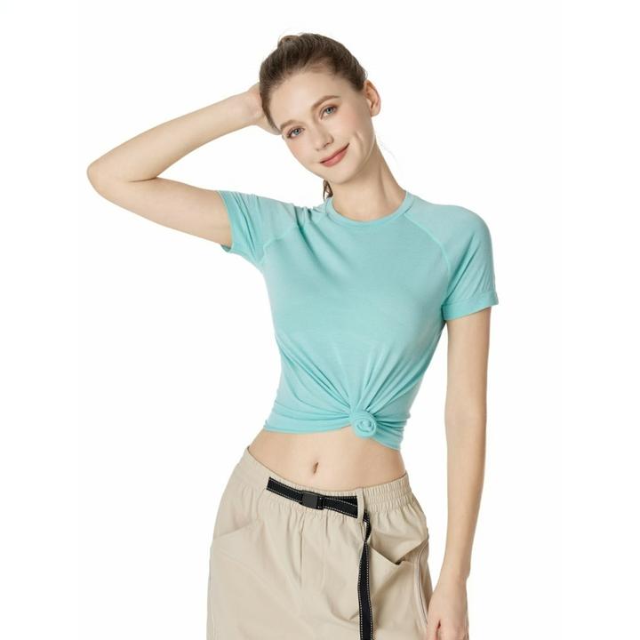 美利奴羊毛高弹跑步圆领T恤女款夏季多巴胺健身运动透气修身短袖